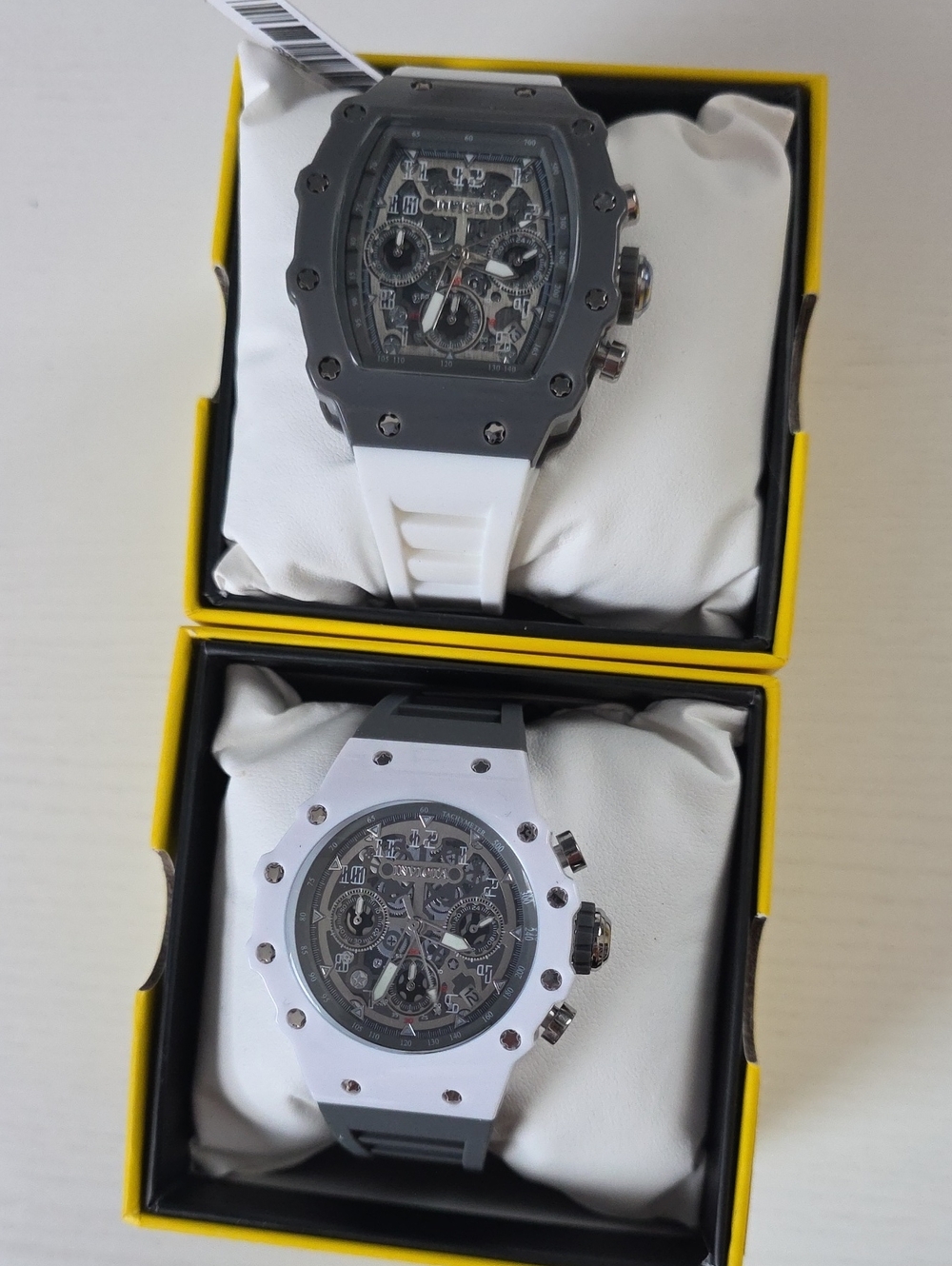463.w Pair Of Invicta Racing Watches -grey & White